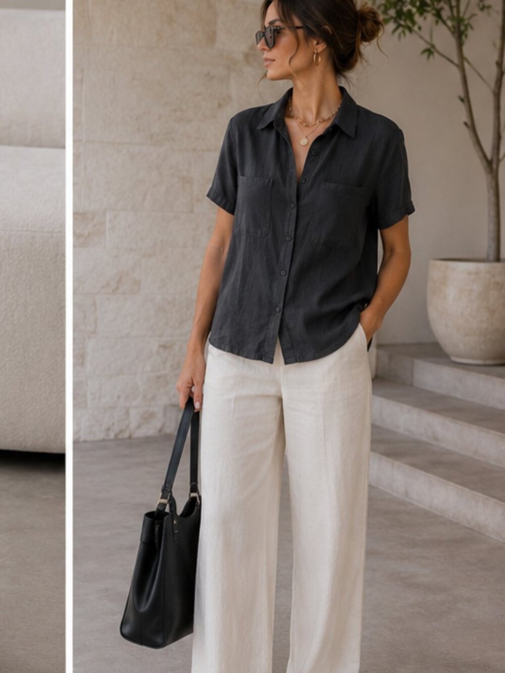 Anna And Frank Black Silk Button-Up Shirt - Picture 3 of 8